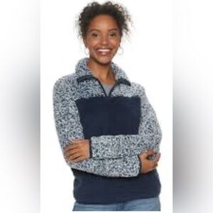 Sonoma Goods For Life Blue/Navy Sherpa Half Zip Pullover